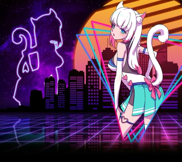 White cat 80's animated