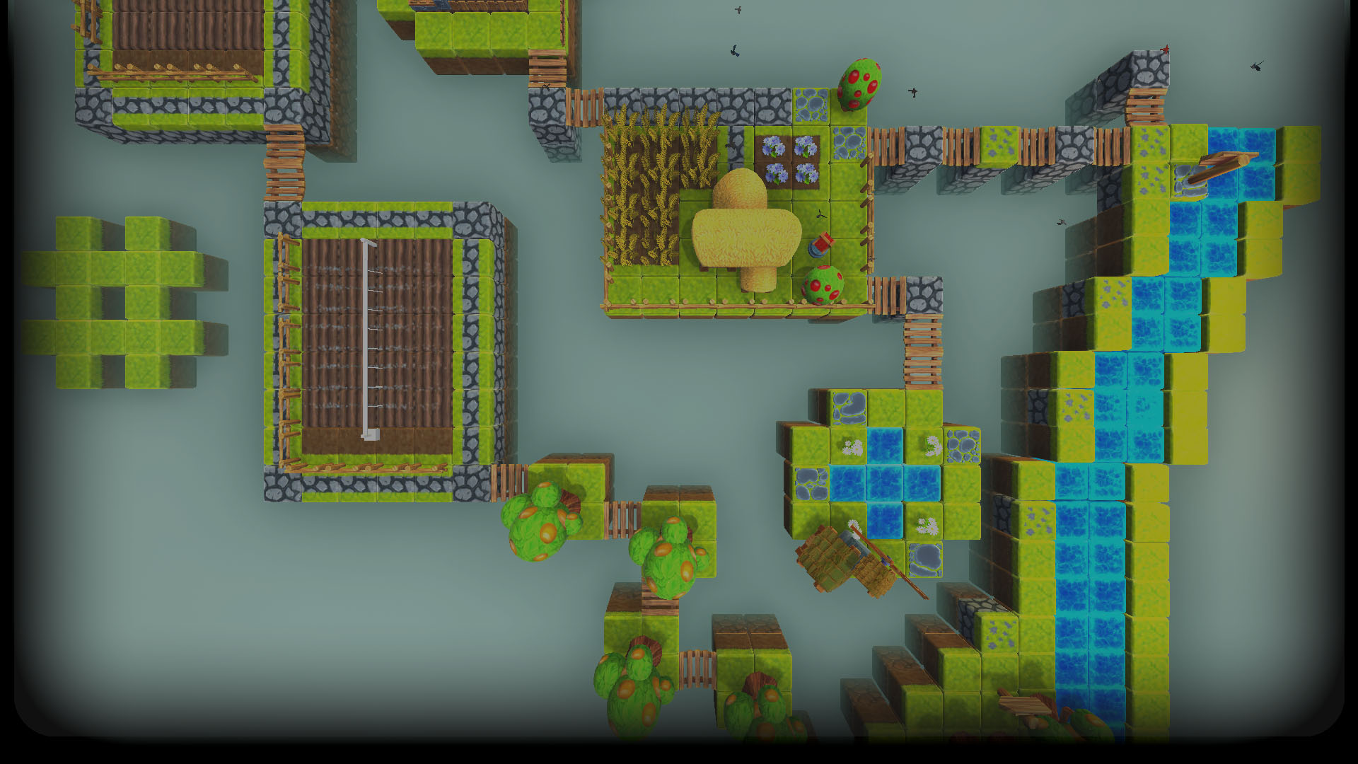 A farm viewed from the top