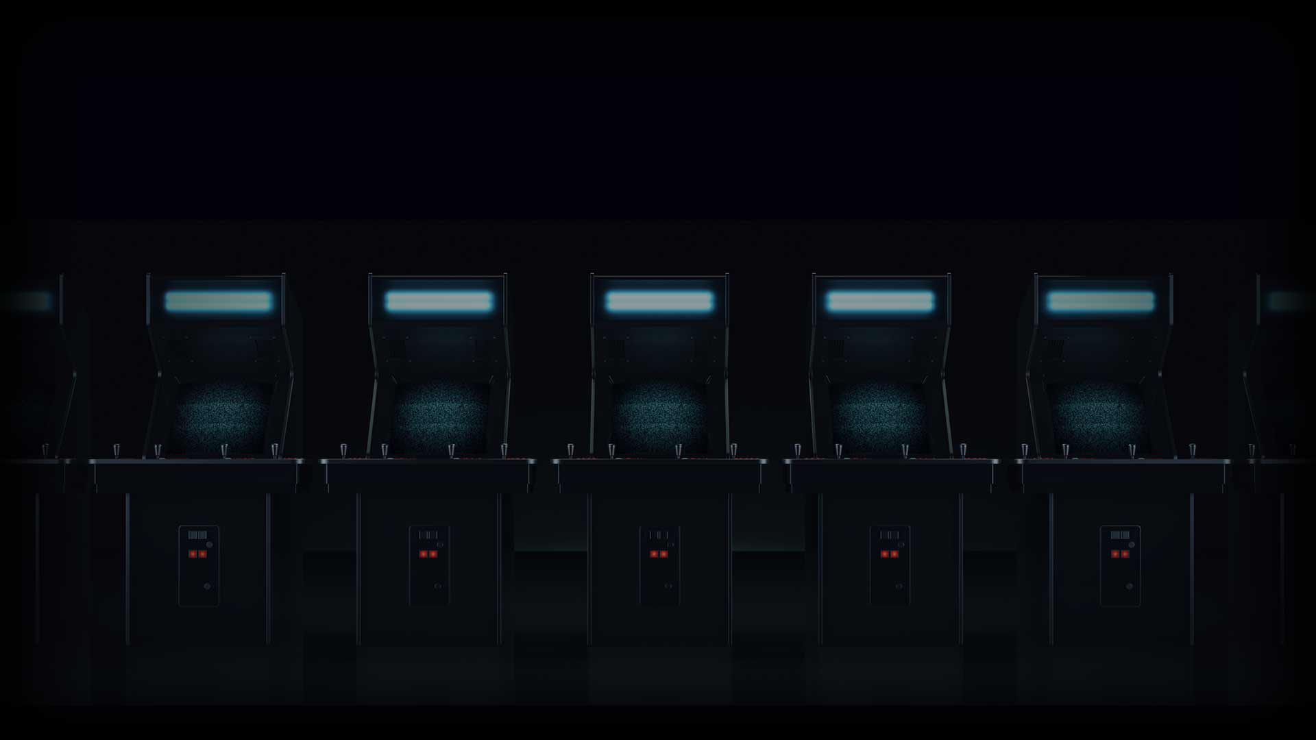 Many Glowing Arcade Cabs