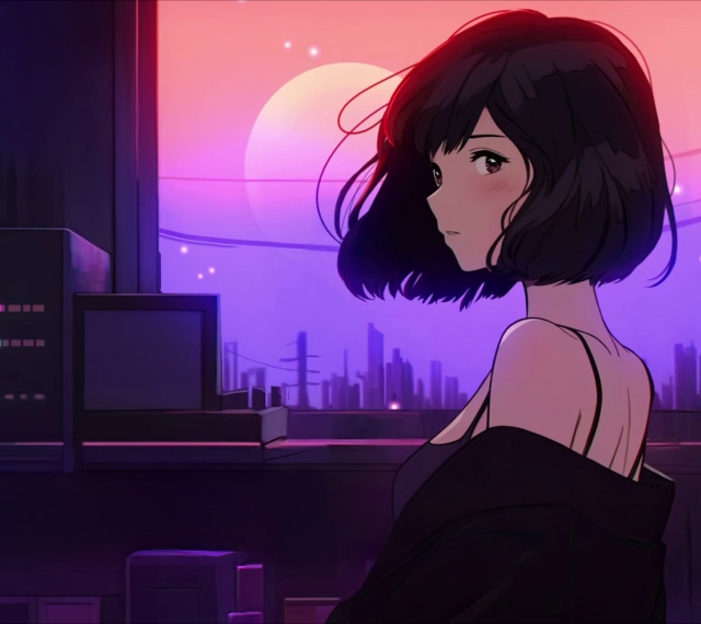 Retrowave Anime Girl