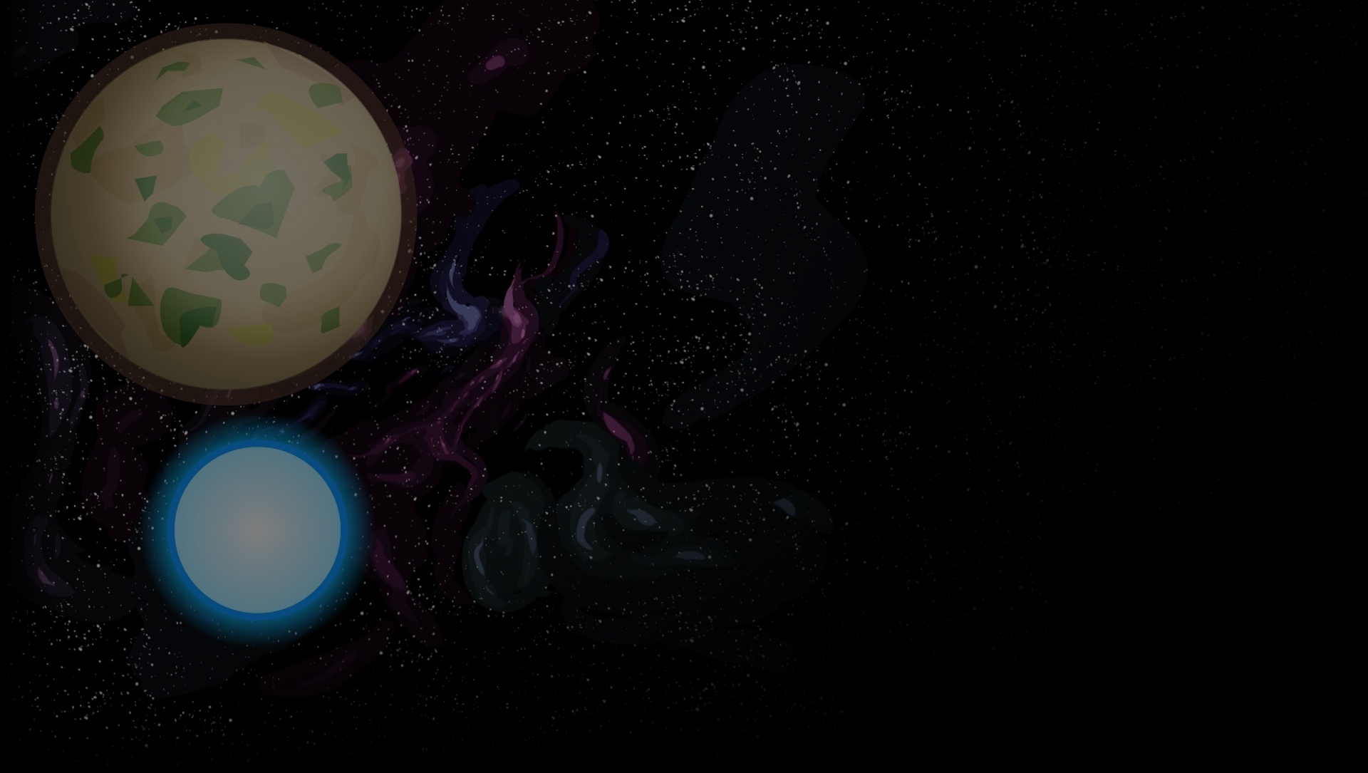 World orbiting a blue star