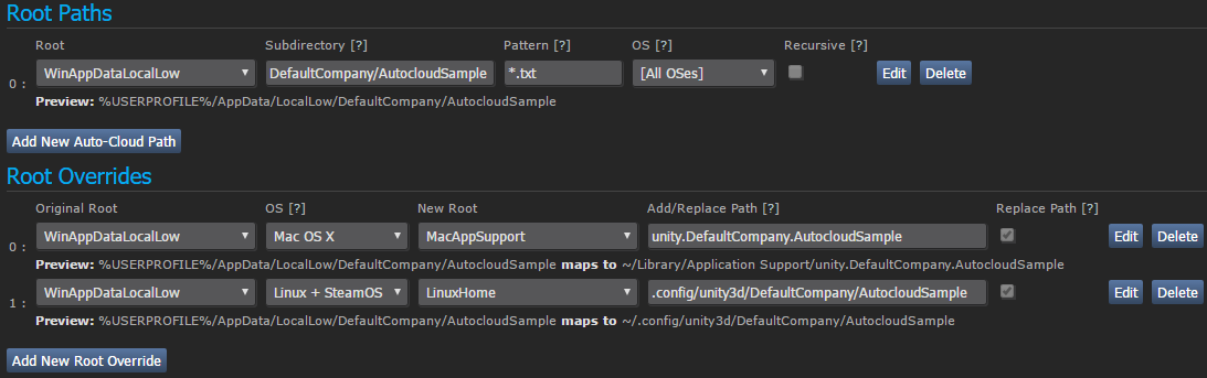Exemple de configuration Steam Auto-Cloud pour les applications Unity Exemple de configuration Steam Auto-Cloud pour les applications Unity