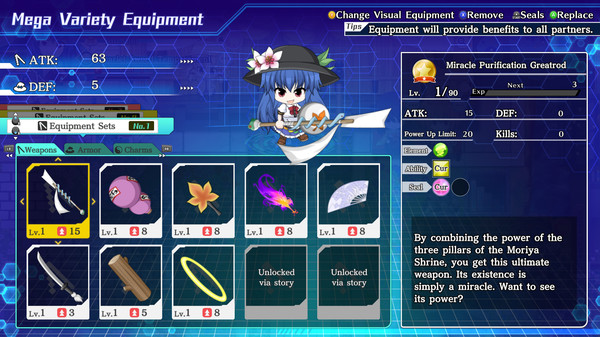 Screenshot z Touhou Genso Wanderer -Lotus Labyrinth R-