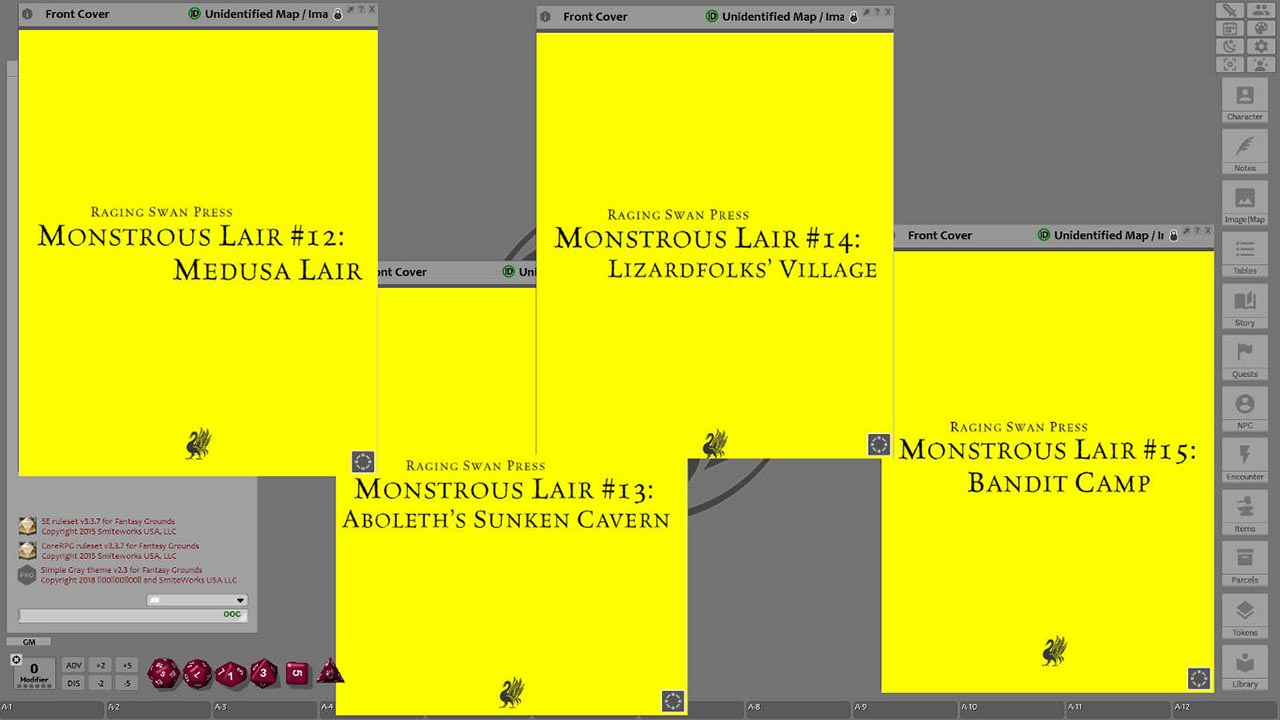 Fantasy Grounds - Monstrous Lairs #12 to #15: Medusas, Aboleth, Lizardfolk, and Bandits (Any Ruleset) Featured Screenshot #1