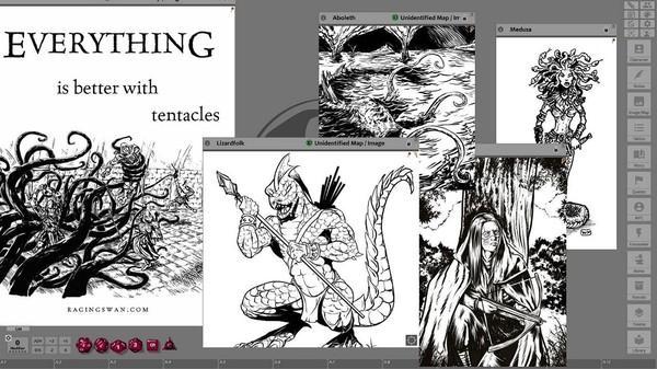 Fantasy Grounds - Monstrous Lairs #12 to #15: Medusas, Aboleth, Lizardfolk, and Bandits (Any Ruleset)