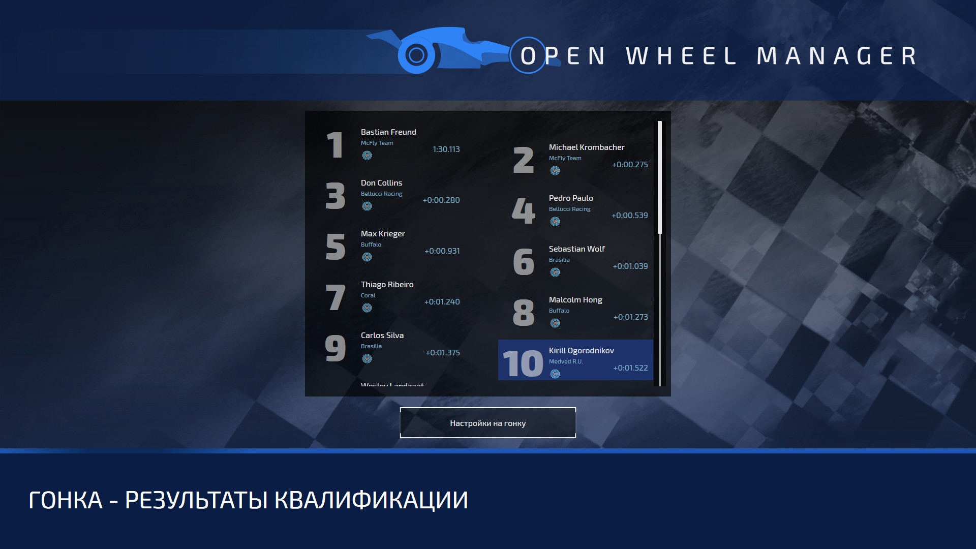 Скриншот игры Open Wheel Manager - 1