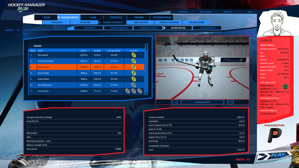 Screenshot z Hockey Manager 20|20