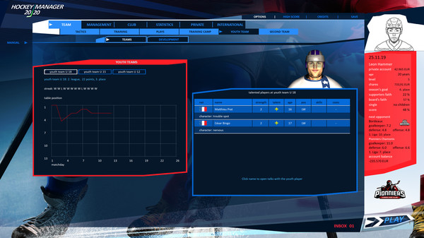 Screenshot z Hockey Manager 20|20