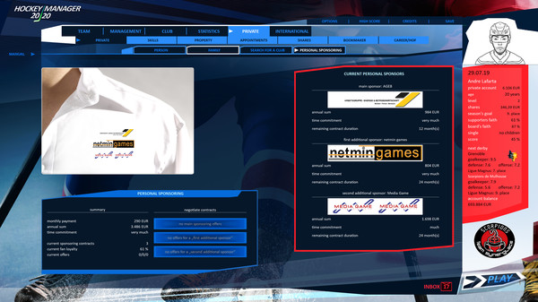 Screenshot z Hockey Manager 20|20