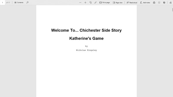 Welcome To... Chichester 1/Redux : Katherine's Game Script screenshot 1