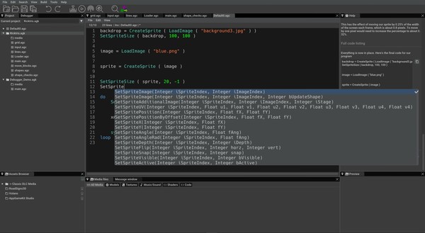 Screenshot z AppGameKit Studio Screenshot z AppGameKit Studio