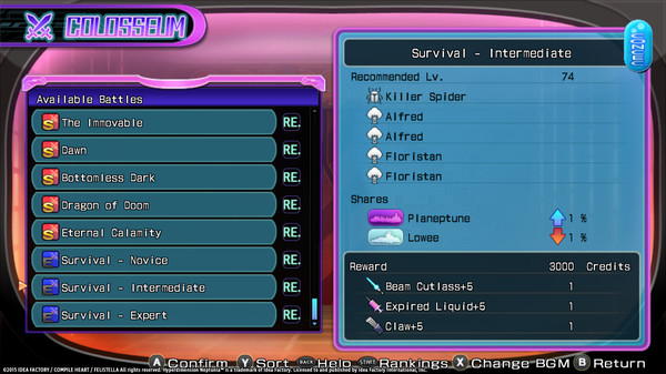 Hyperdimension Neptunia Re;Birth2 Survival Mode
