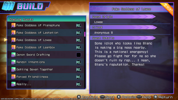 Hyperdimension Neptunia Re;Birth3 Shares Quests.