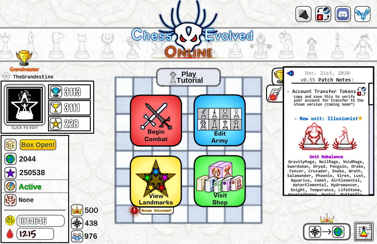 #1. Chess Evolved Online (Steam) By: TheGrandestine