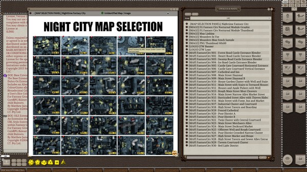 Fantasy Grounds - Meanders Map Pack: Fantasy City Nocturnal (Map Pack)