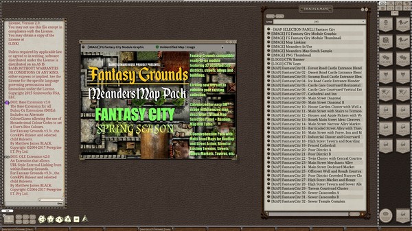 Fantasy Grounds - Meanders Map Pack: Fantasy City Spring Season (Map Pack)