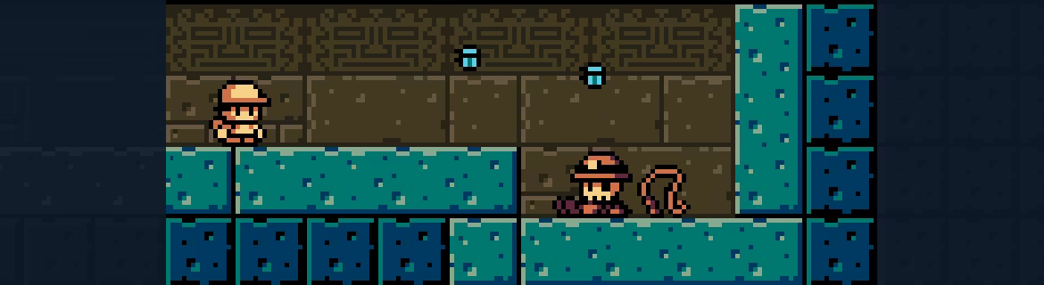 The kid finds a whip next to a skeleton wearing an explorer gear inside a tomb.