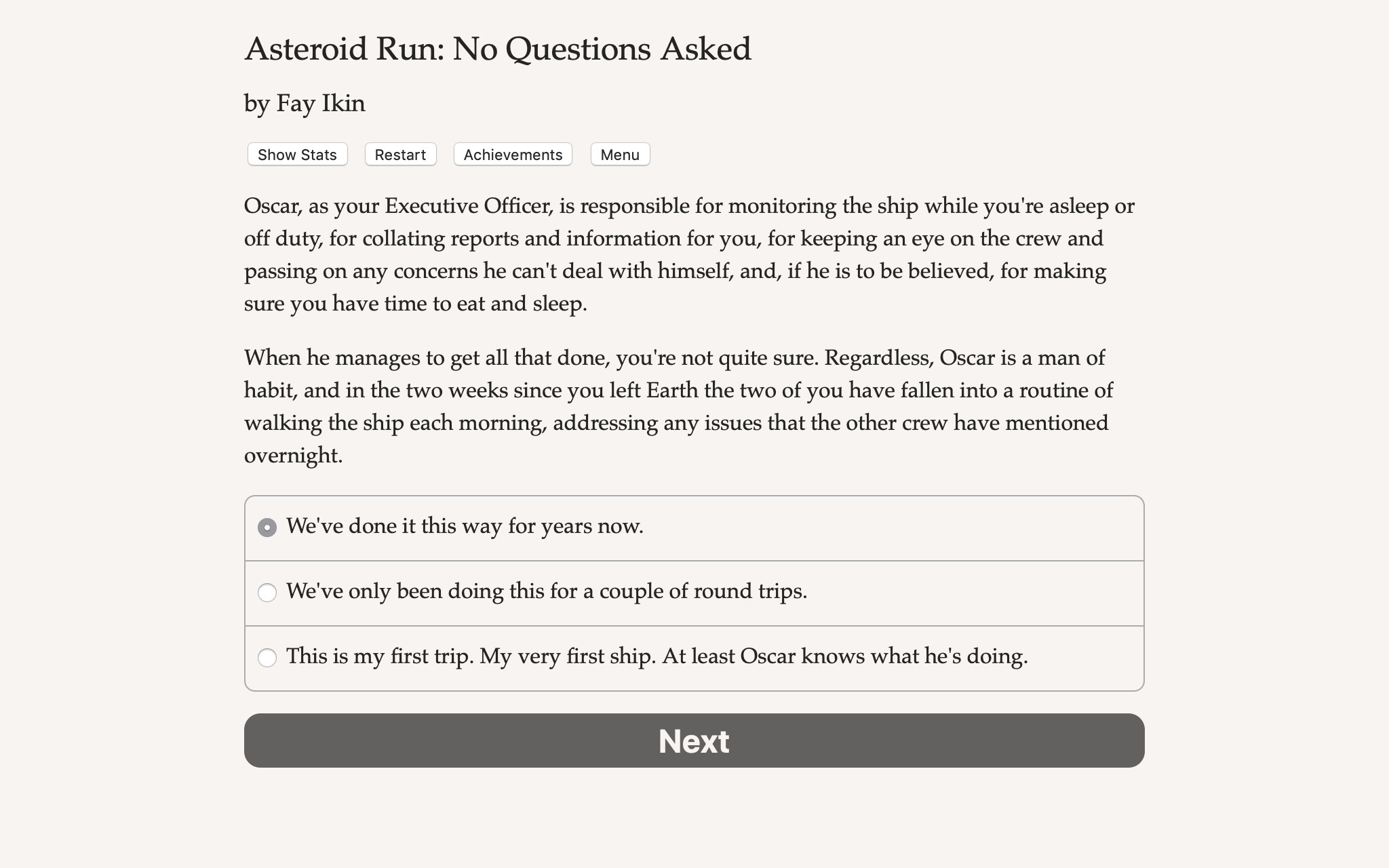 Asteroid Run: No Questions Asked