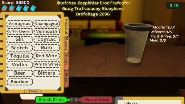 Screenshot z Uh Oh Bartender