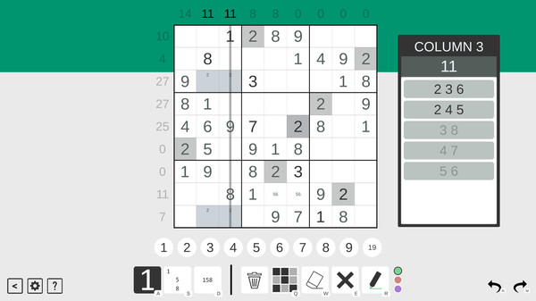 Screenshot z Sandwich Sudoku