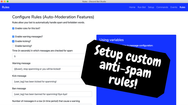 Screenshot z Bot Studio for Discord Screenshot z Bot Studio for Discord