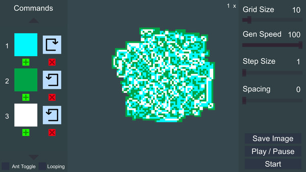 Screenshot z Langton's Ant