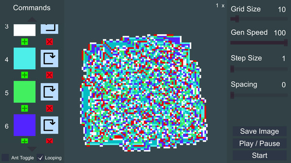 Screenshot z Langton's Ant