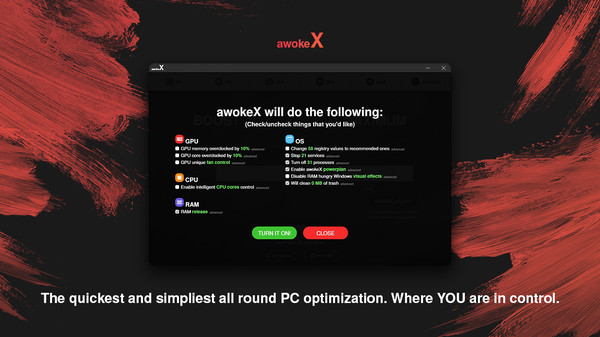awokeX - PC performance booster screenshot 2