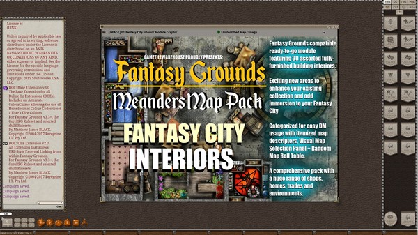 Fantasy Grounds - Meander Map Pack: Interior City (Map Pack)