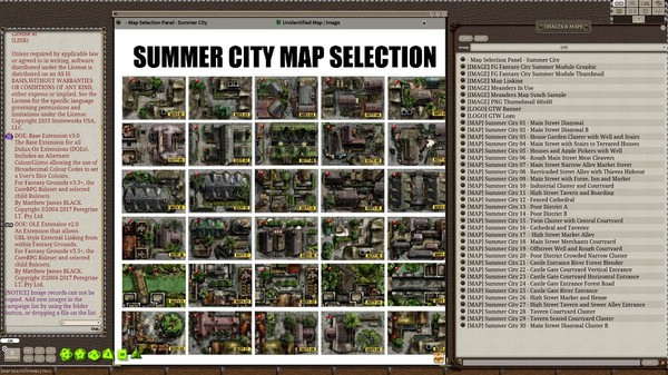 Fantasy Grounds - Meanders Map Pack Summer City (Map Pack)