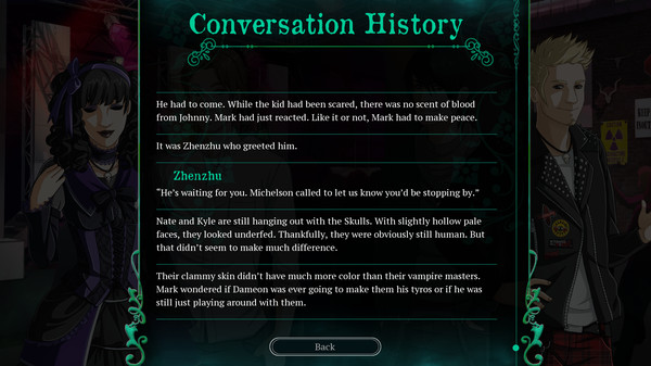 Screenshot z Twice Reborn: a vampire visual novel