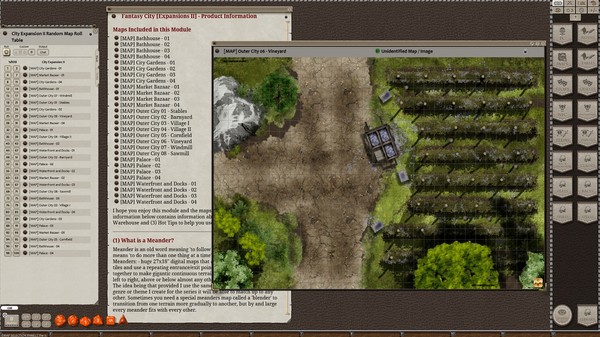 Fantasy Grounds - Meander Map Pack City Expansions II (Map Pack)