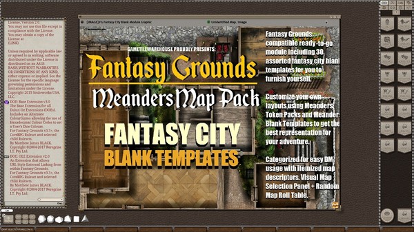 Fantasy Grounds - Meander Map Pack Fantasy City Blank Templates (Map Pack)