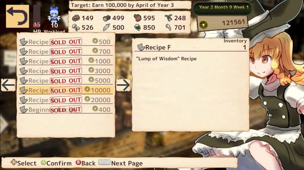 Screenshot z Marisa's Marvelous Magic Shop