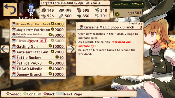 Screenshot z Marisa's Marvelous Magic Shop