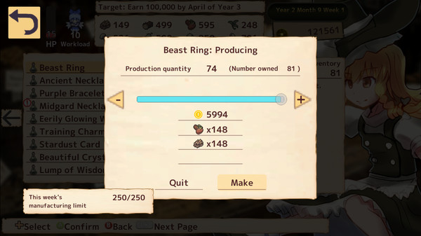 Screenshot z Marisa's Marvelous Magic Shop