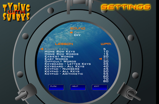 Screenshot z Typing with Sharks