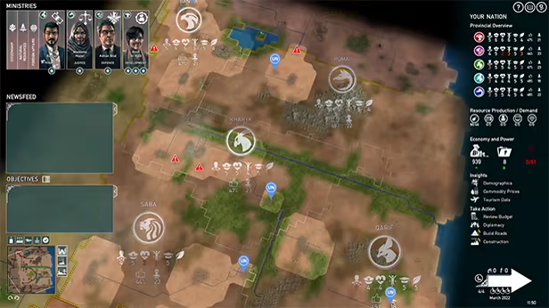 Кадр из Rogue State Revolution оффлайн — демонстрация процедурной карты и особенностей провинций