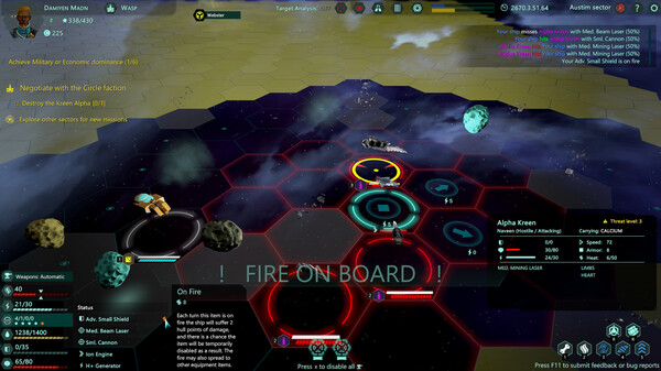 Screenshot of Relic Space gameplay showing in-action mechanics