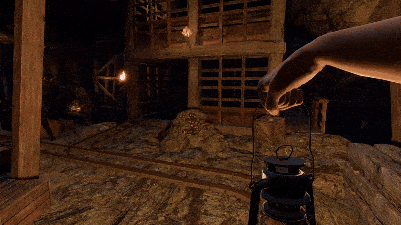 Khám phá hầm mỏ tối tăm với đèn lồng trong Cowboy Life Simulator