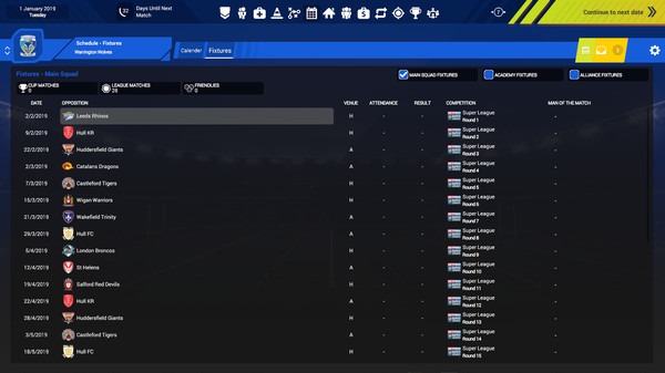 Screenshot z Rugby League Team Manager 3