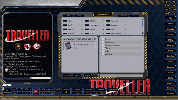 Fantasy Grounds - Mongoose Traveller 2E ruleset (MGT2)