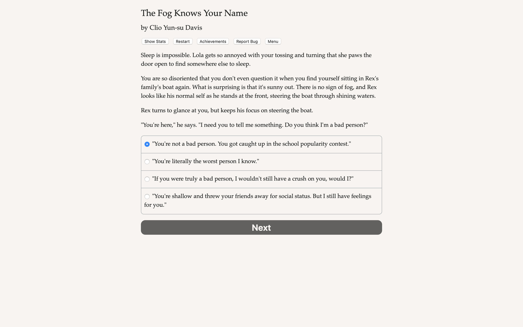 #5. The Fog Knows Your Name (Steam) 由: Choice of Games