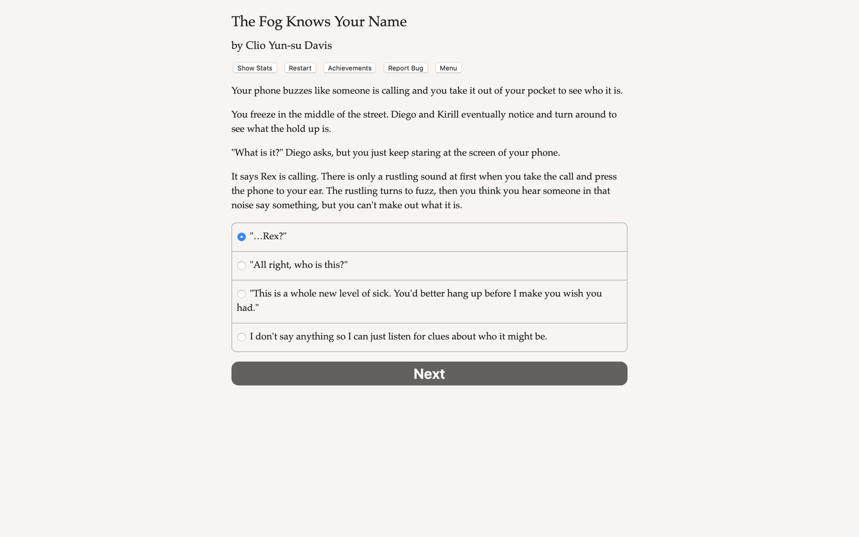 #2. The Fog Knows Your Name (Steam) 由: Choice of Games