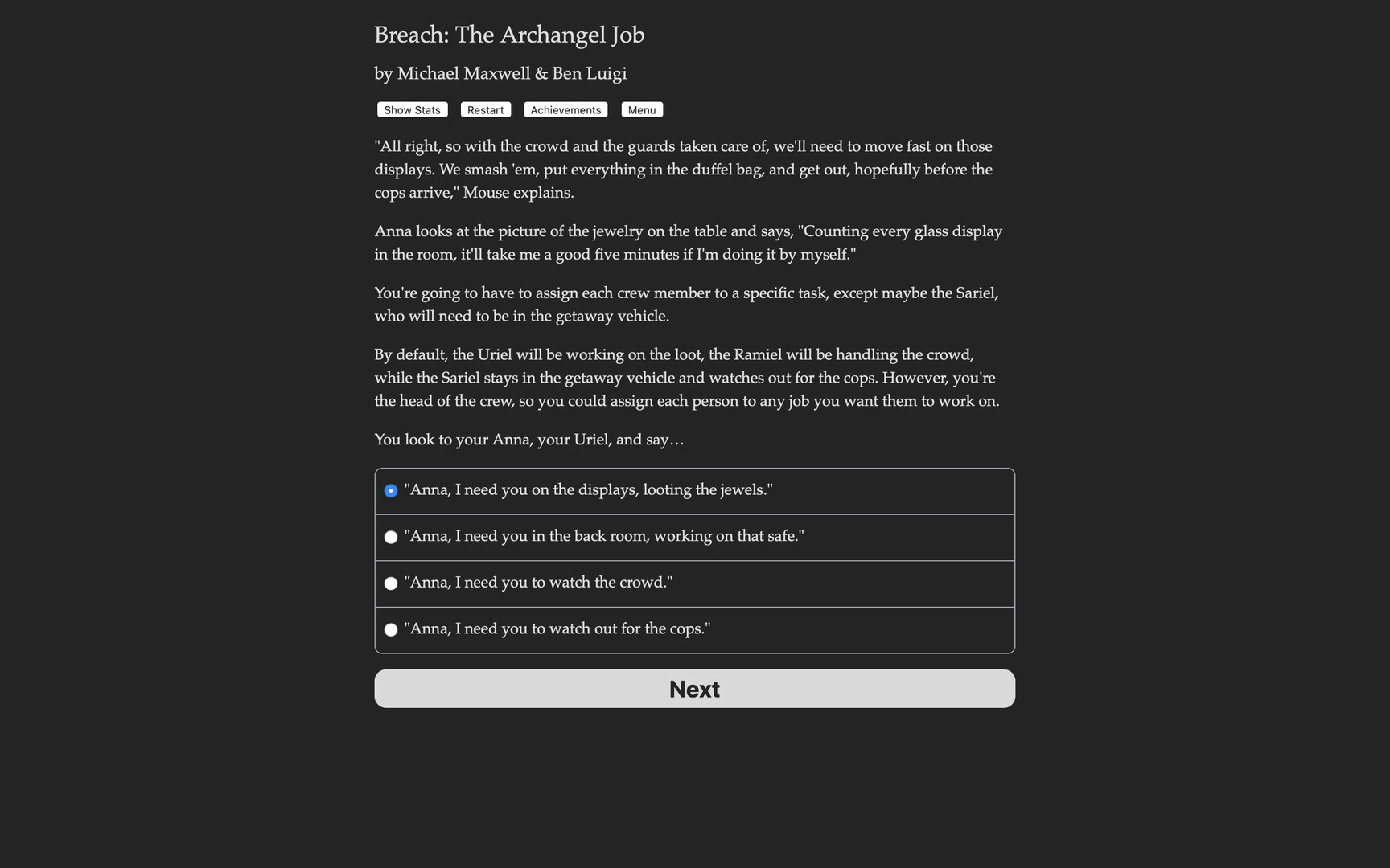 #5. Breach: The Archangel Job (Steam) De: Hosted Games