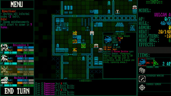 Screenshot of Mainframe Defenders gameplay showing in-action mechanics