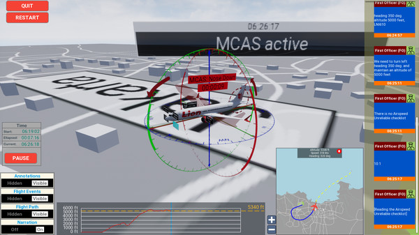 Screenshot z MCAS Simulation