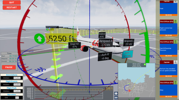 Screenshot z MCAS Simulation
