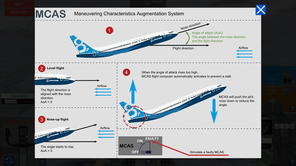 Screenshot z MCAS Simulation