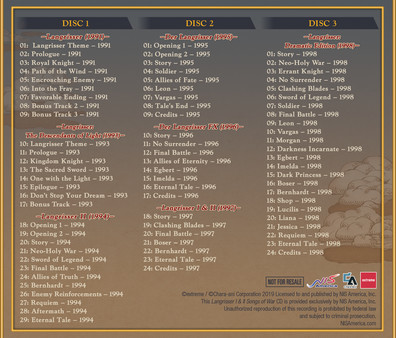 Langrisser I & II - Songs of War 3-Disc Soundtrack